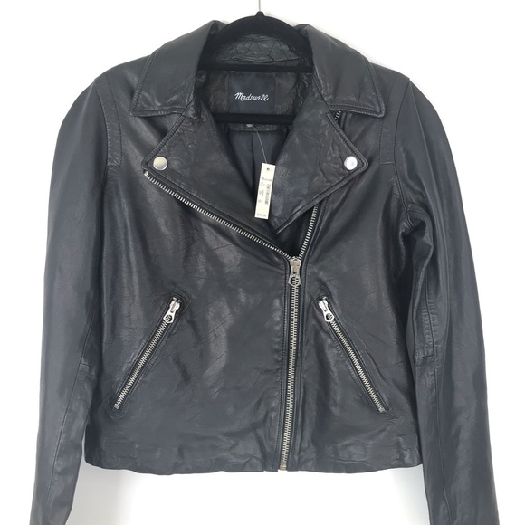 NWT Madewell Washed Leather Motorcyle Jacket - Picture 5 of 7